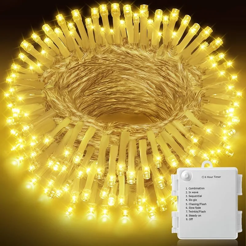 Realky Luces de Navidad con Pilas, 21M 210 LED Luces de Arbol de Navidad — Luces Navidad