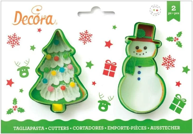 Decora 0255069 DECORA KIT 2 CORTADORES DE PLÁSTICO ÁRBOL DE NAVIDAD Y MUÑECO DE NIEVE — Hogar y cocina