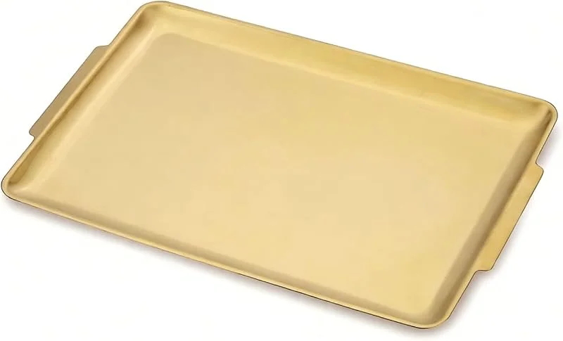 Visita la tienda de SANQIAHOME Bandeja para Servir de Acero Inoxidable, Bandeja de Desayuno, Oro, Plato Grande, Plateado de 40 x 28 cm, Cocina, Plato de Fiesta — Hogar y cocina