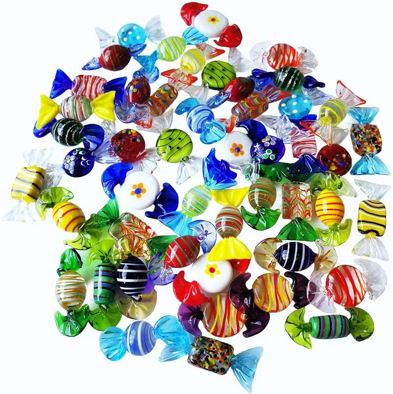 Sujeetec 24 Piezas de Adornos de Cristal Hechos a Mano Estilo Vintage de Murano para el hogar, Fiesta, Boda, Navidad, árbol de Navidad, Festival, decoración, Regalo — Decoracion Navidad