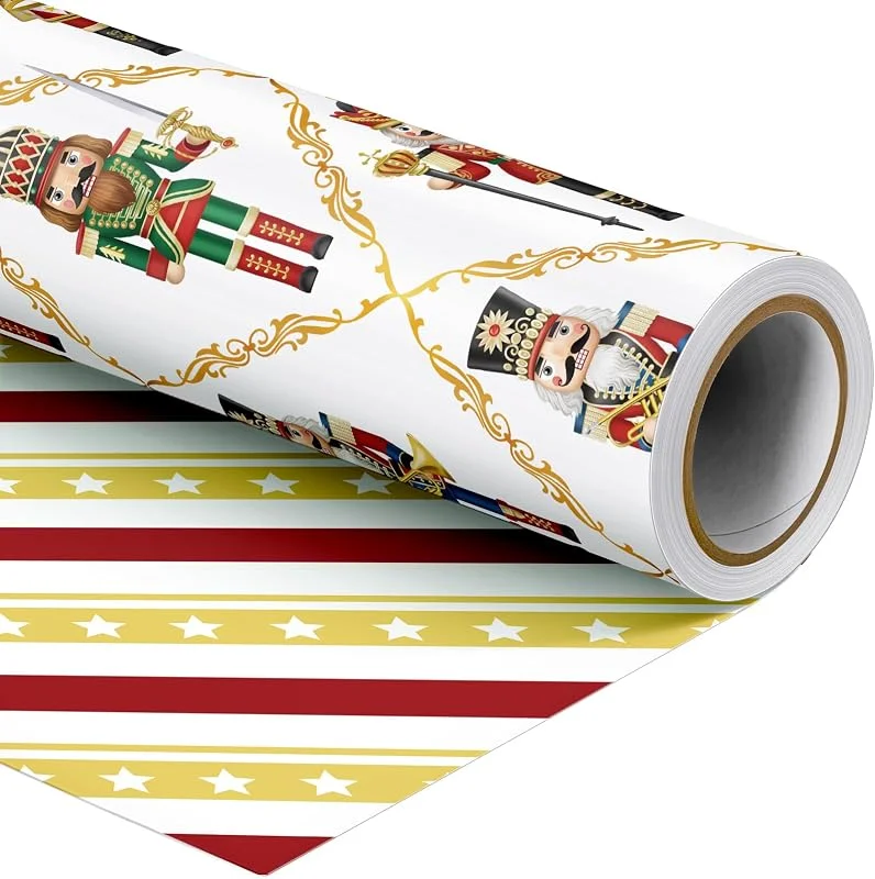 Visita la tienda de SHUCHING SHUCHING Papel de Regalo Navidad Rollo Grande Cascanueces Dorado-43cm x 10m — Envoltorio regalo