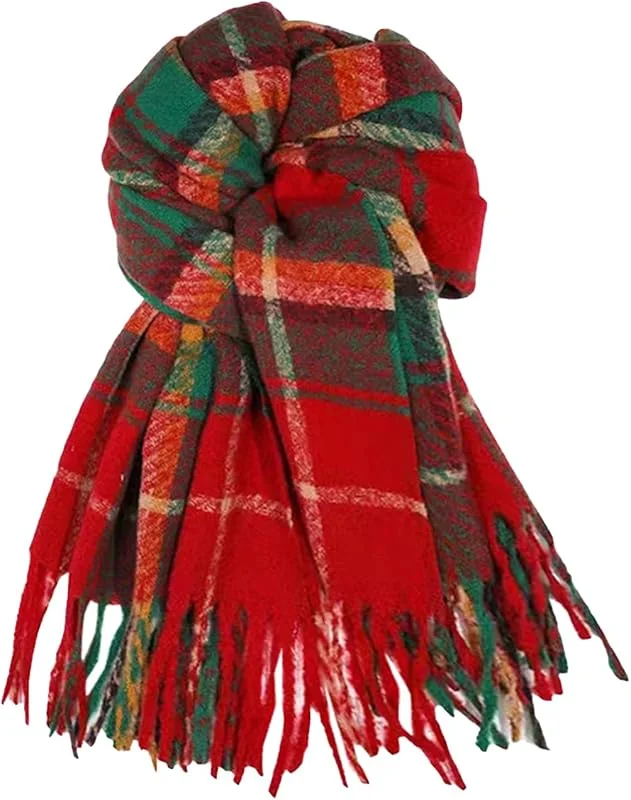 GTYHH Bufanda A Cuadros De 1 Pieza, Bufanda Con Borlas, Bufanda Retro, Bufanda Cálida, Bufanda De Invierno, Bufanda Clásica Y Versátil — Ropa Navidad