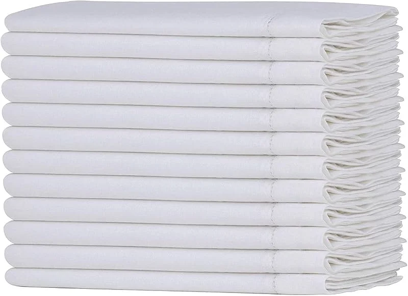 Visita la tienda de Sweet Needle Sweet Needle Set de 12 servilletas de Tela de algodón y Lino con vainica Blanca -50x50 cm, la Mejor Mezcla de Lino Europeo con algodón orgánico es Ideal para Decorar cocinas y restaurantes, Blanco — Hogar y cocina