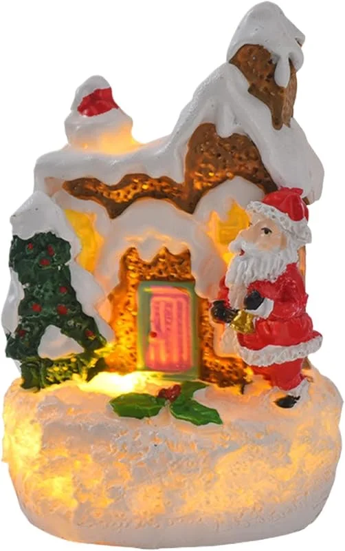 Genérico Pueblo navideño iluminado, Casas de pueblo navideño - Pequeño pueblo navideño de pan de jengibre - Decoraciones navideñas de interior, edificios coleccionables, decoración de escritorio con figuras par — Decoracion Navidad