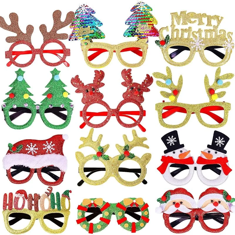 Zempertoopa 12 Piezas Diadema de Navidad Marcos de Gafas Navidad Set, Navidad Gafas, Gafas de Sol Navideñas, para Tomar Fotos y Salir de Fiesta Decoración de Fiesta Navidad ﻿ — Ropa Navidad