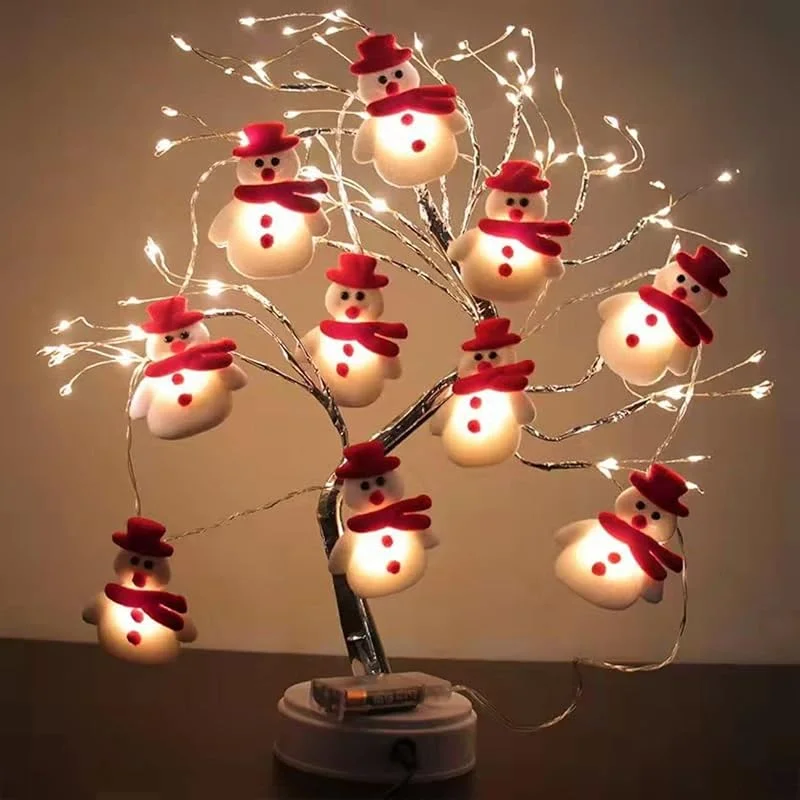 Huayifa Guirnalda Luces LED Muñecos Nieve 2M 10 LEDs Pilas Navidad — Luces Navidad