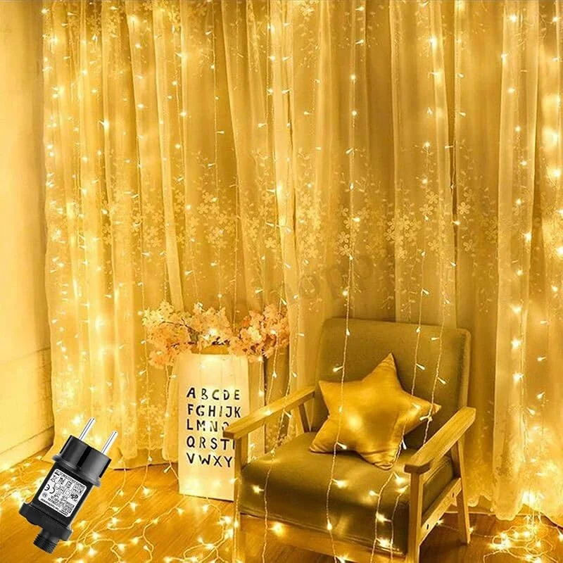 Visita la tienda de GlobaLink GlobaLink Cortina Luces Exterior 2Mx3M, Luces 300LEDs-Blanco Cálido — Luces Navidad