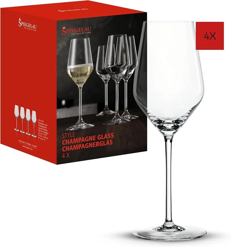 Spiegelau Copas de champán de 310 ml, 4 unidades, Style, 4670185, copas de champán de cristal, aptas para lavavajillas — Vino y mesa festiva