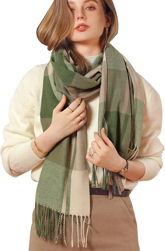 Baynetin Bufanda De Lana para Mujer, Manta De Abrigo Suave, Chal De Tartán De Pashmina, con Borla, Gruesa, Cálida, Suave, Grande, para Otoño e Invierno — Ropa Navidad