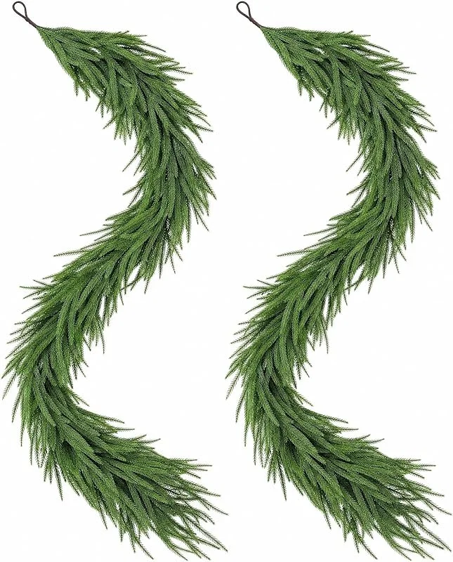 KPYZLBD Guirnalda de abeto, 2 x 180 cm, guirnalda de Navidad, verde, guirnalda — Decoracion Navidad