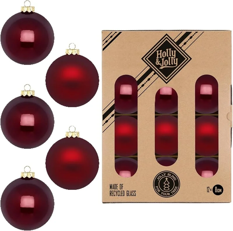 Holly & Jolly - Bolas de Navidad Smooth Port, 12 Unidades — Decoracion Navidad