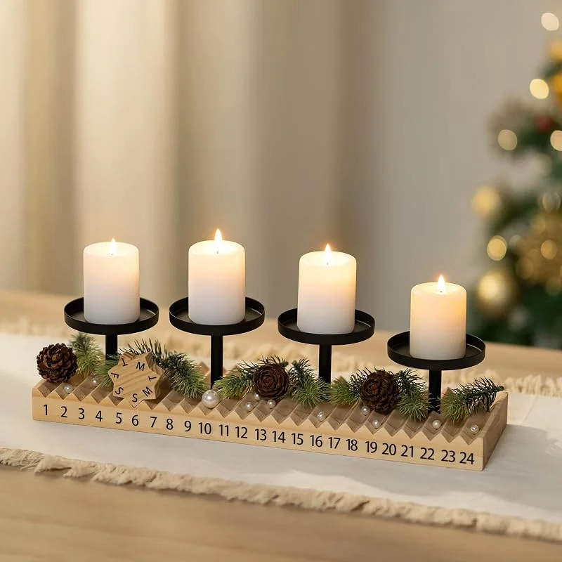 Visita la tienda de Inweder Corona de Adviento de madera alargada con calendario de Adviento — Adviento y mesa