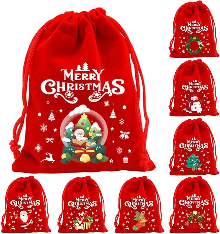 FOSDICK 8 Piezas Bolsas Regalo Navidad Pequeñas Bolsas para Regalos Navidad — Envoltorio regalo