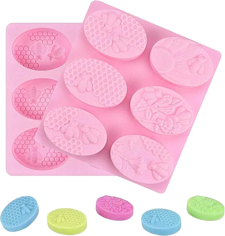 HAUZMLL 2 moldes de silicona para tartas de Navidad, paquete de 6 cavidades de Navidad DIY para tartas de chocolate, postres, moldes de jabón hechos a mano, moldes de gelatina para hornear pasteles — Hogar y cocina