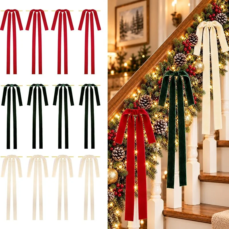 Visita la tienda de G2PLUS G2PLUS Lazos de Terciopelo de Navidad Gigantes 40x60cm, 12PCS — Decoracion Navidad