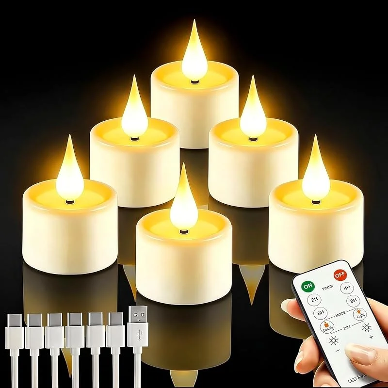 Visita la tienda de Aogled Velas LED Recargables, Velas Sin Llama con Mando a Distancia y Temporizador, 6 piezas Velas de Té LED Eléctricas para Navidad, Halloween, Bodas, Fiestas y Decoración del Hogar — Luces Navidad