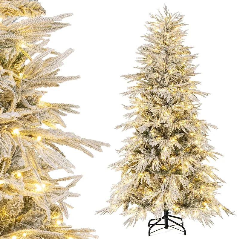 Visita la tienda de COSTWAY COSTWAY Árbol de Navidad Nevado 180cm, Arbol de Navidad con Luces Incorporadas, 250 Luces LED Blancas Cálidas, 594 Puntas de PVC y PE, Arvore de Natal with Light Hogar Fiesta — Decoracion Navidad