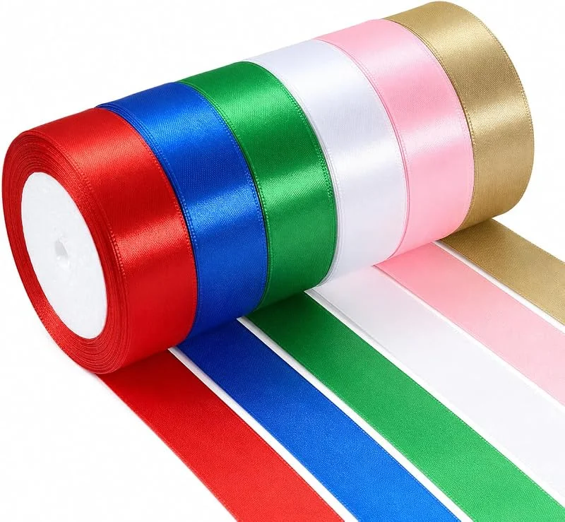 YAMXIN Cinta de Satén 6 Rollos, 25 mm x 22 m, Cinta de Regalo Multicolor — Envoltorio regalo