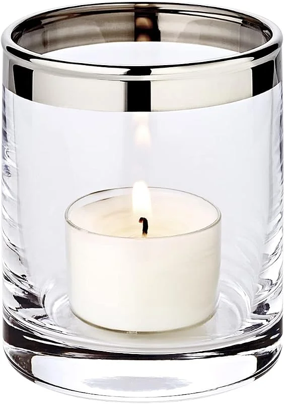 Visita la tienda de EDZARD EDZARD Portavelas de cristal Molly (H 8 cm, Ø 7 cm), con borde de platino — Cena a la luz de velas