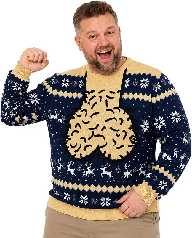 PINTUTU Jersey Navideño Feo para Hombre, Punto con Estampado de Reno Divertido, Sudadera Manga Larga Fiesta Navidad, Ropa de Ocasión Invierno Ropa — Ropa Navidad