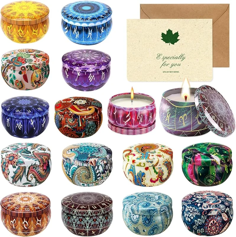 UBBOY Velas Perfumadas, 16pcs Velas Aromaticas de Regalo, Cera de Soja 100% — Cena a la luz de velas
