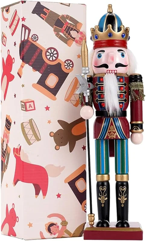 Tpudn Soldados de Cascanueces de Madera, 30cm Marioneta de Navidad Decoración Navideña Figuras de Cascanueces Adornos de Mesa Regalo para la Fiesta de Navidad en casa(Pickman) — Decoracion Navidad