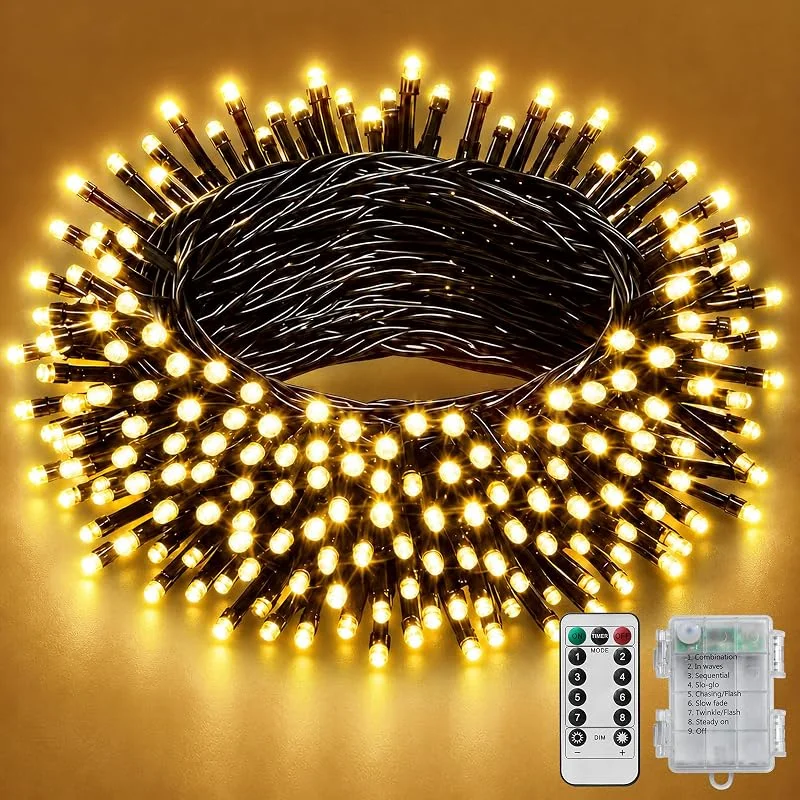 Visita la tienda de BESCOST Luces de Navidad, Luces Navidad Exterior Pilas 15M 150LED con Control Remoto, Temporizador, 8 Modos, IP44 Impermeable, Decoración Balcón, Árbol de Navidad, Cerca, Ventana