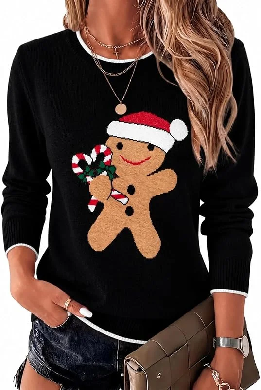 Visita la tienda de Demegimi Demegimi Jersey Navideño para Mujer Suéter de Navidad de Cuello Redondo Pullover de Punto de Navidad Christmas Sweater — Ropa Navidad
