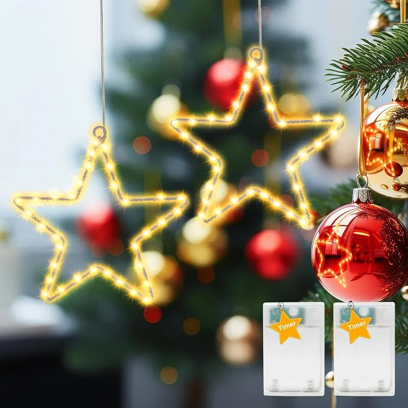 Visita la tienda de Auting Auting Estrella LED Navidad Ventana 2 unidades 35LED Luz Cálida Pilas — Decoracion Navidad