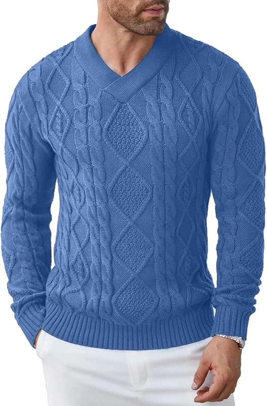 Visita la tienda de COOFANDY COOFANDY Jersey para Hombre, Cuello en V, cálido, Corte Ajustado, Jersey de Invierno para Hombre — Ropa Navidad