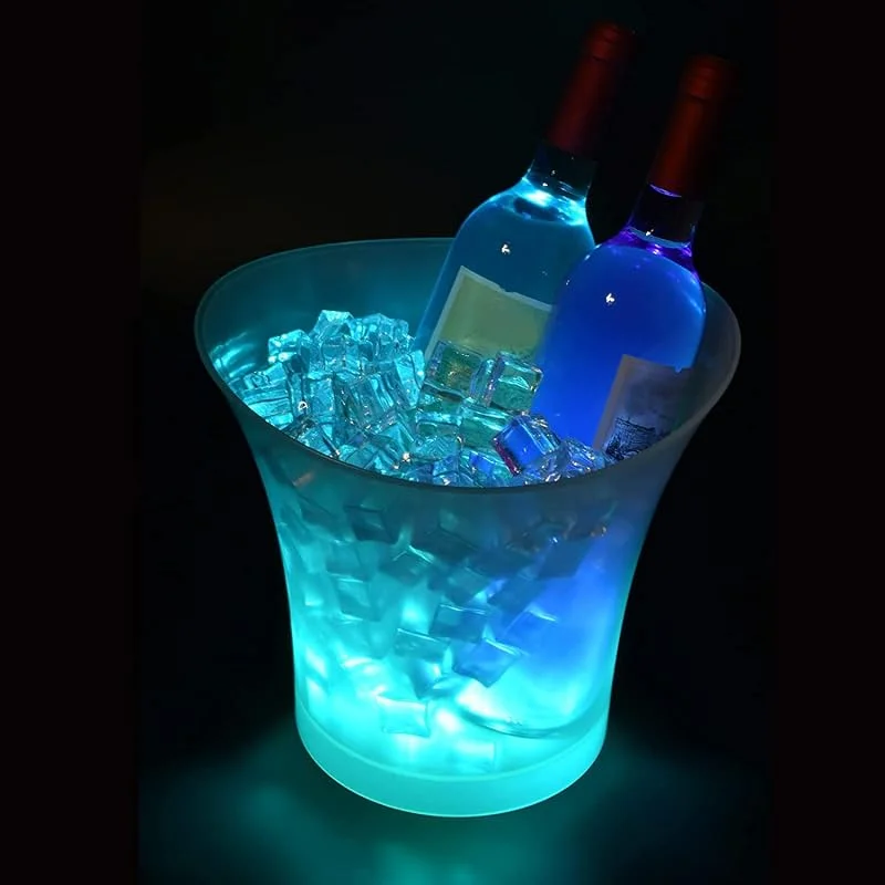 Visita la tienda de Tiandirenhe Tiandirenhe 5L Cubitera, Colorido Led Luz Hielo Cubo De Champán, Color Se Puede Configurar, Degradado De Colores, Destello De Colores — Vino y mesa festiva