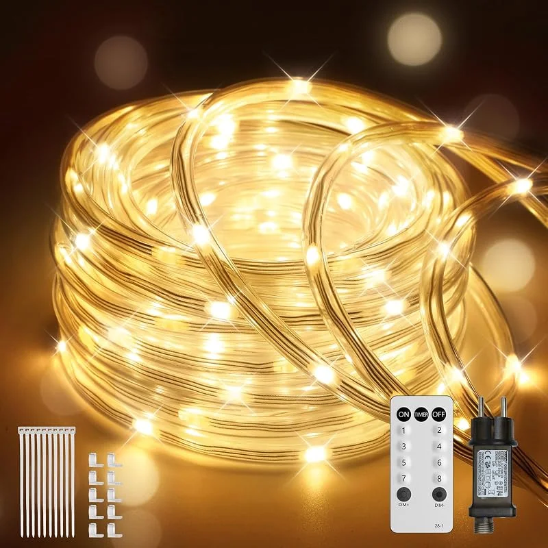 JVURICE Manguera de Luces Exterior, 30M 700 LED Manguera Led Exterior IP67 Resistente 8 modos Cadena de Luces Blanco Manguera de Luz Navidad Decoración al Agua para Exterior Terraza Jardín — Luces Navidad