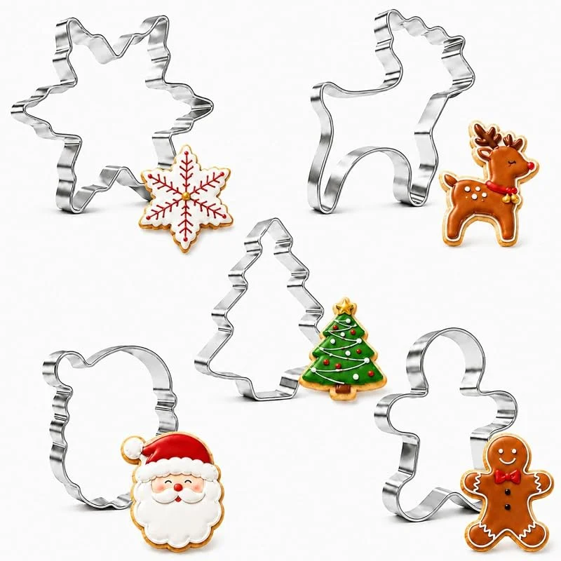 ririess Cortadores de galletas Navidad, 5 piezas acero inoxidable — Hogar y cocina
