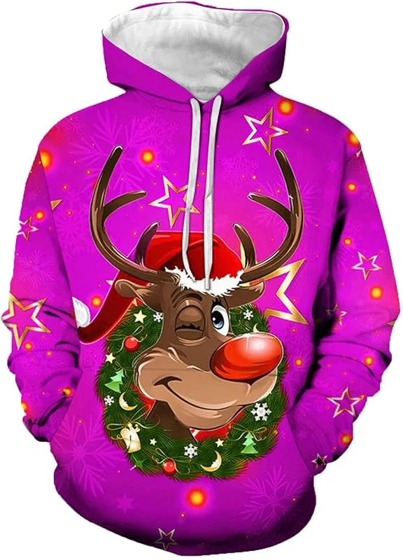 Generisch Jersey de Navidad para hombre con cuello suelto, cómodo, reno de Navidad, ideal para ocasiones festivas, cálido, elegante, perfecto como idea de regalo — Ropa Navidad