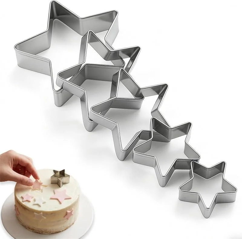 Zlokdraxy Moldes de Galletas Navideñas de Acero Inoxidable 430 (5 Piezas), Moldes Multiusos para Hornear Galletas de Mantequilla, Galletas y Fondant en Ocasiones Navideñas, Molde Galletas Estrella Navidad — Hogar y cocina