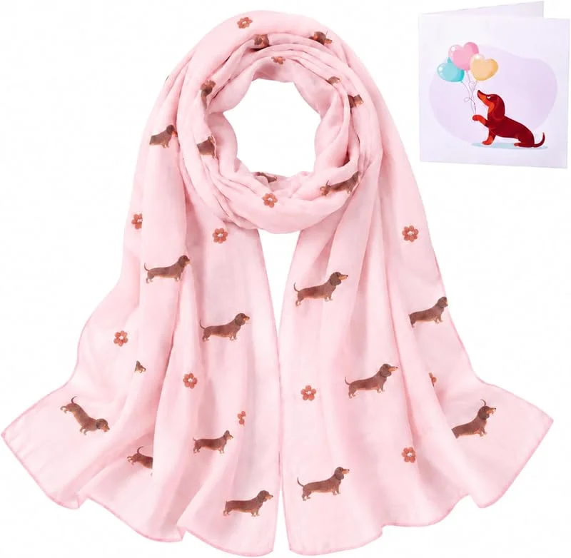 Geyoga Regalo para Mujer Bufanda con Estampado con Tarjeta de Cumpleaños Divertida Chal Suave para Navidad Fiesta Amantes de Animales — Ropa Navidad
