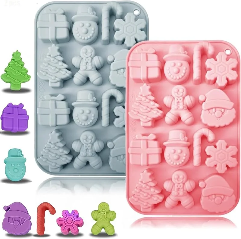 YITONGFU 2 Piezas Moldes de Silicona Navidad, Molde de Pastel Arbol Navidad, Molde de chocolate de Navidad, Molde para Hornear, Moldes para Tartas, para tartas, postres, chocolate, pudín (A) — Hogar y cocina