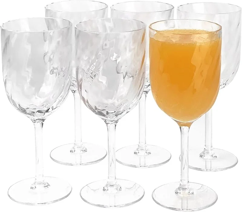 Yalin Juego de 6 vasos apilables irrompibles de plástico acrílico de 15 onzas para vino y agua. (transparente, 15 onzas) — Vino y mesa festiva