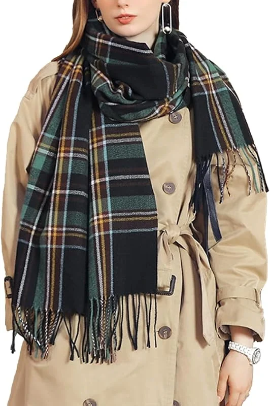 Visita la tienda de Rayson Rayson Bufanda Mujer Invierno Caliente Suave Tartan Chal Longitud Media Engrosado Foulard con Borlas — Ropa Navidad