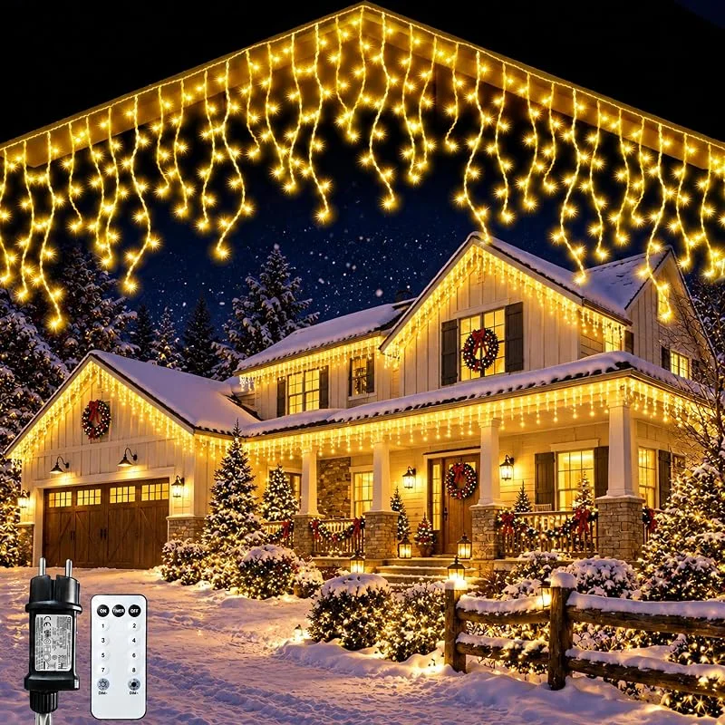 Toyete 30M Cortinas Luces Navideñas Exterior 8 Modos Blanco Cálido, B — Luces Navidad