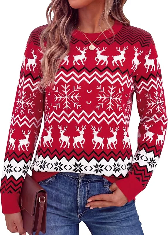 Visita la tienda de Aseniza Aseniza Jersey Navideño Mujer Invierno Reno Divertido Rojo L — Ropa Navidad