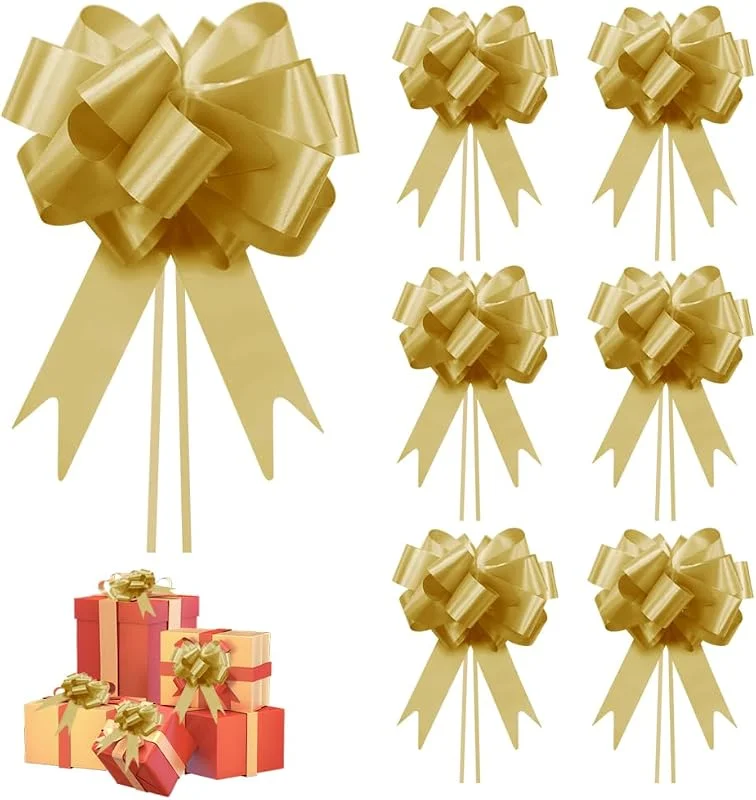 GOIYZTTR 30 Piezas Lazos Regalos Grandes, Dorado Lazos Decorativos para Navidad, Bodas, Fiestas, Decoración del Día San Valentín y Envoltura Regalos — Envoltorio regalo