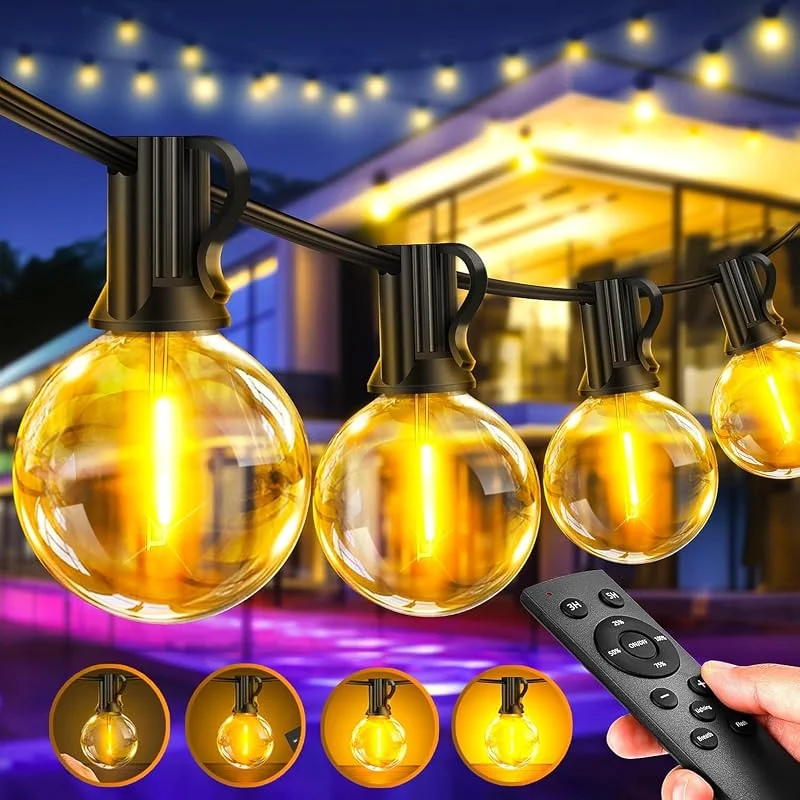 Light-Brightly Guirnaldas Luces Exterior Jardín - 30M LED Cadena de luz G40 Bombillas, IP44 Impermeable Dimmable Guirnalda iluminacion de exteriors lampadas terraza Patio Pergolas — Luces Navidad
