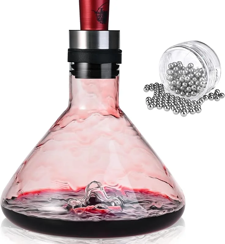 Cieex - Jarra para decantador de vino con bolas de limpieza 2 en 1, decantador de aireación, jarra de vino, regalo creativo para amantes del vino — Vino y mesa festiva
