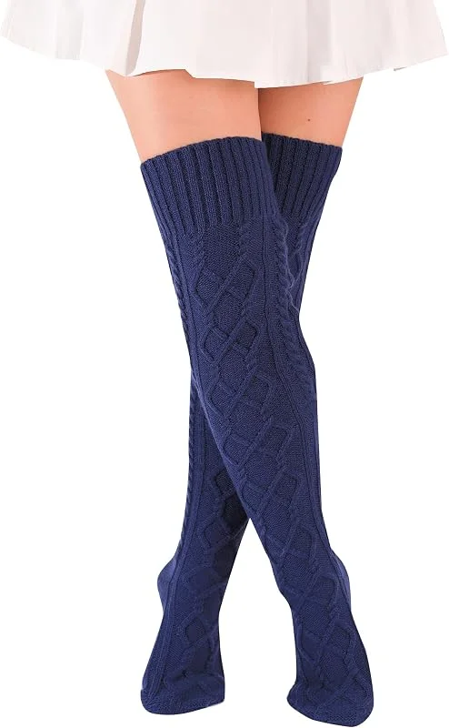 FGFD&OU Calcetines Largos Mujer Calcetines Hasta la Rodilla Invierno Termicos Calentadores de Punto Caliente para Niñas y Mujeres Medias Navideñas — Ropa Navidad