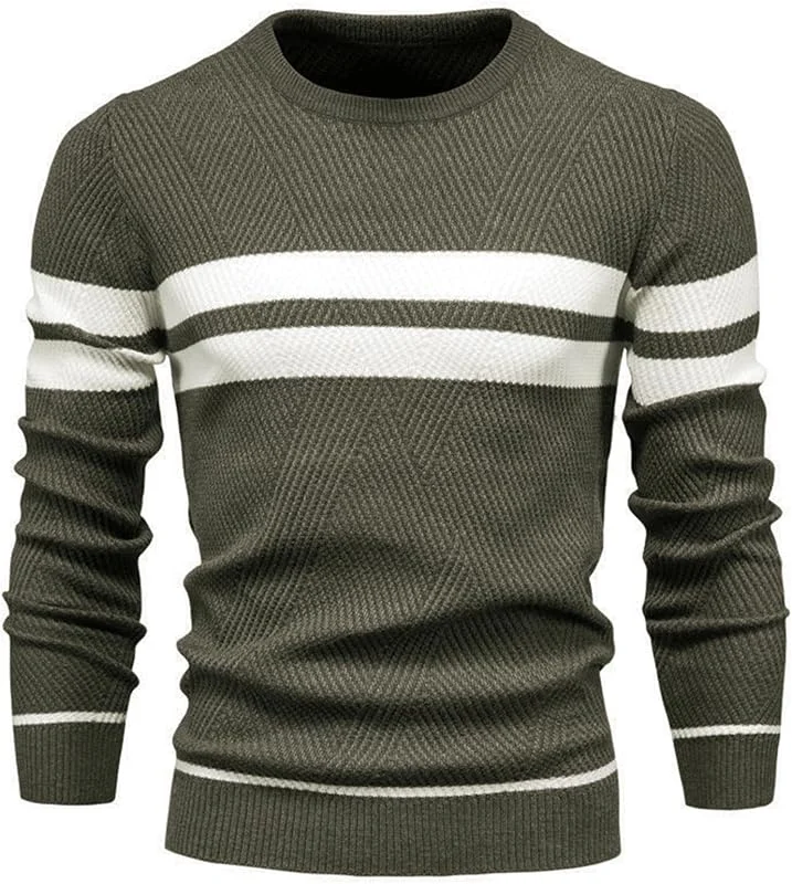 Visita la tienda de Genfien Genfien Jersey para Hombre Cuello Redondo A Rayas — Ropa Navidad