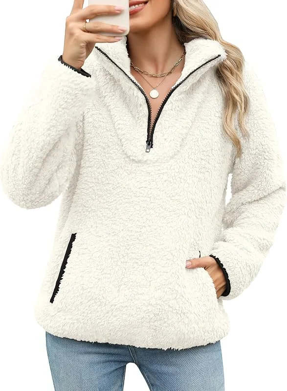 Visita la tienda de Tuopuda Tuopuda Sudaderas sin Capucha con Cremallera Mujer Jersey de Forro Polar Suelto Sólido Manga Larga Suéter con Bolsillos Sudadera Caliente y Esponjoso Chaquetas Tops Otoño Invierno — Ropa Navidad