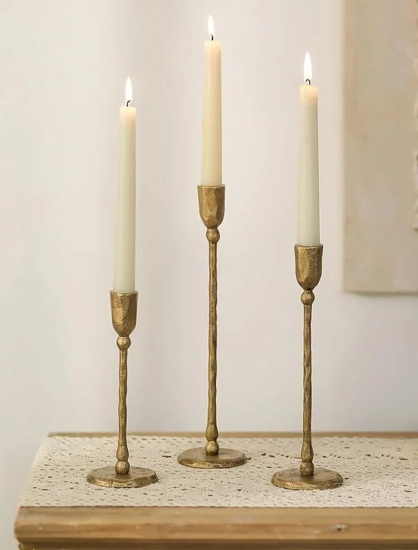 Visita la tienda de Nuptio NUPTIO Candelabro dorado para velas, 3 unidades — Cena a la luz de velas
