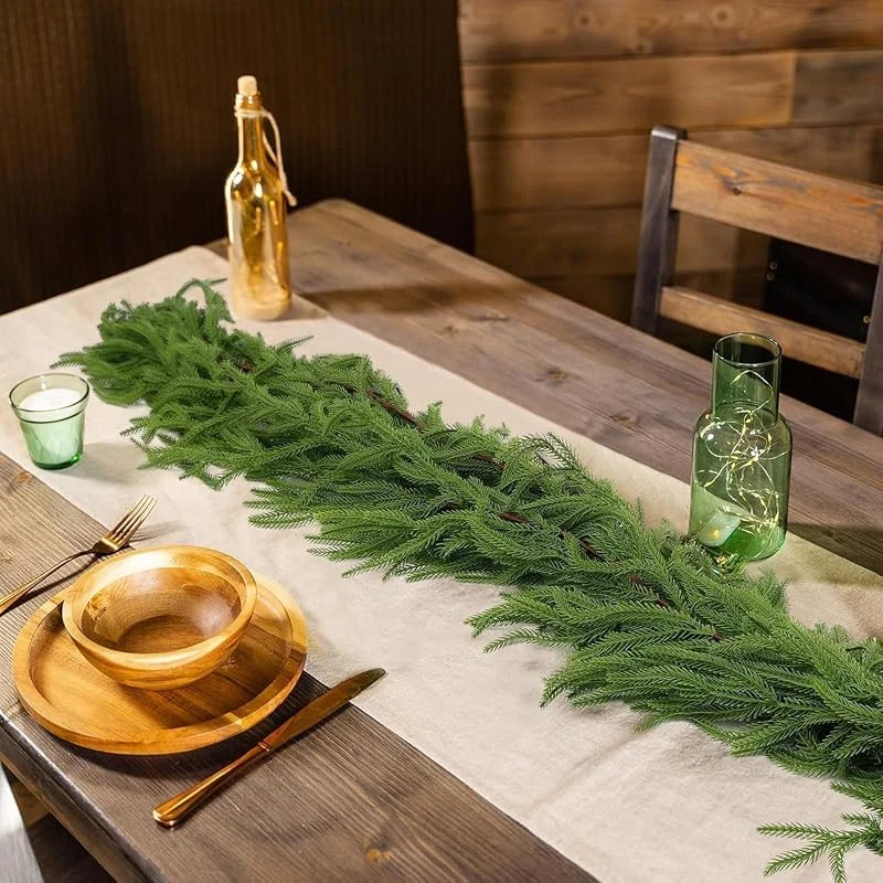 LWuuywa Norfolk - Guirnalda de abeto artificial (2, 270 cm), color verde — Decoracion Navidad