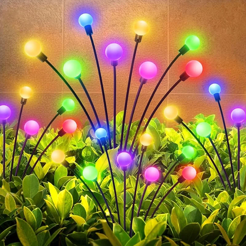 Visita la tienda de GEARLITE GEARLITE Firefly - Lámparas solares para exterior de jardín, 4 unidades, 32 luces LED de colores, muy brillantes, para Navidad, exteriores, resistentes al agua, IP65, decoración de jardín oscilante — Luces Navidad